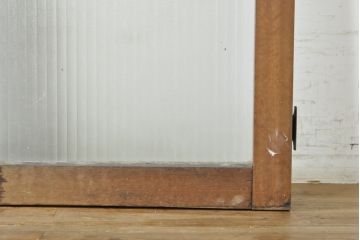 ビンテージ建具　昭和レトロな雰囲気漂う両開きガラスドア2枚セット(ガラス戸、木製扉、ヴィンテージ)(R-074361)