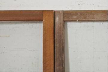ビンテージ建具　昭和レトロな雰囲気漂う両開きガラスドア2枚セット(ガラス戸、木製扉、ヴィンテージ)(R-074361)