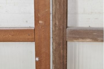 ビンテージ建具　昭和レトロな雰囲気漂う両開きガラスドア2枚セット(ガラス戸、木製扉、ヴィンテージ)(R-074361)