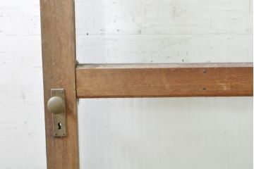 ビンテージ建具　昭和レトロな雰囲気漂う両開きガラスドア2枚セット(ガラス戸、木製扉、ヴィンテージ)(R-074361)
