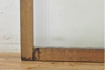 ビンテージ建具　昭和レトロな雰囲気漂う両開きガラスドア2枚セット(ガラス戸、木製扉、ヴィンテージ)(R-074361)