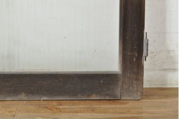 ビンテージ建具　昭和レトロな雰囲気漂う両開きガラスドア2枚セット(ガラス戸、木製扉、ヴィンテージ)(R-074361)