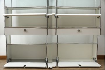 中古　USMハラー(USM Haller)　鍵付きショーケースが魅力の鉄製キャビネット(収納棚、ラック、飾り棚、陳列棚、ガラスケース、店舗什器)(R-074363)