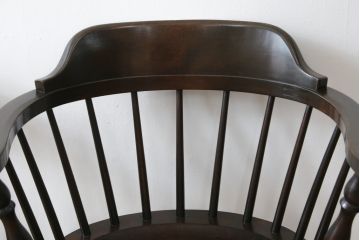 和製ビンテージ　松本民芸家具　#91型　落ち着きのある大人カフェ風インテリアが叶うキャプテンチェア2脚セット(アームチェア、板座チェア、ダイニングチェア、椅子、イス、ヴィンテージ)(定価約26万円)(R-074364)