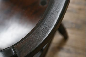 和製ビンテージ　松本民芸家具　#91型　落ち着きのある大人カフェ風インテリアが叶うキャプテンチェア2脚セット(アームチェア、板座チェア、ダイニングチェア、椅子、イス、ヴィンテージ)(定価約26万円)(R-074364)