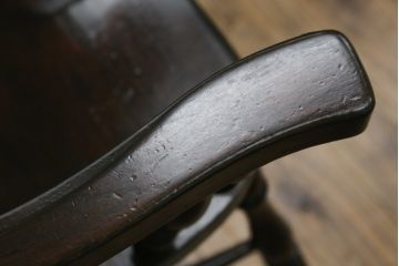 和製ビンテージ　松本民芸家具　#91型　落ち着きのある大人カフェ風インテリアが叶うキャプテンチェア2脚セット(アームチェア、板座チェア、ダイニングチェア、椅子、イス、ヴィンテージ)(定価約26万円)(R-074364)