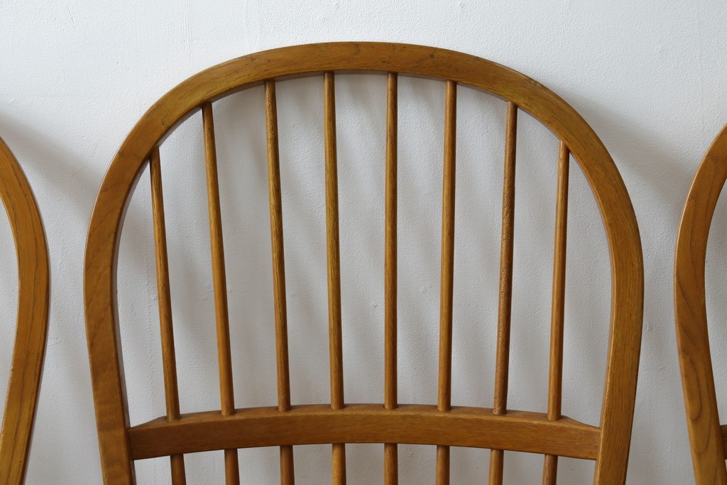 中古　柏木工(KASHIWA)　ナチュラルな木肌のウィンザーチェア4脚セット　(R-074366)