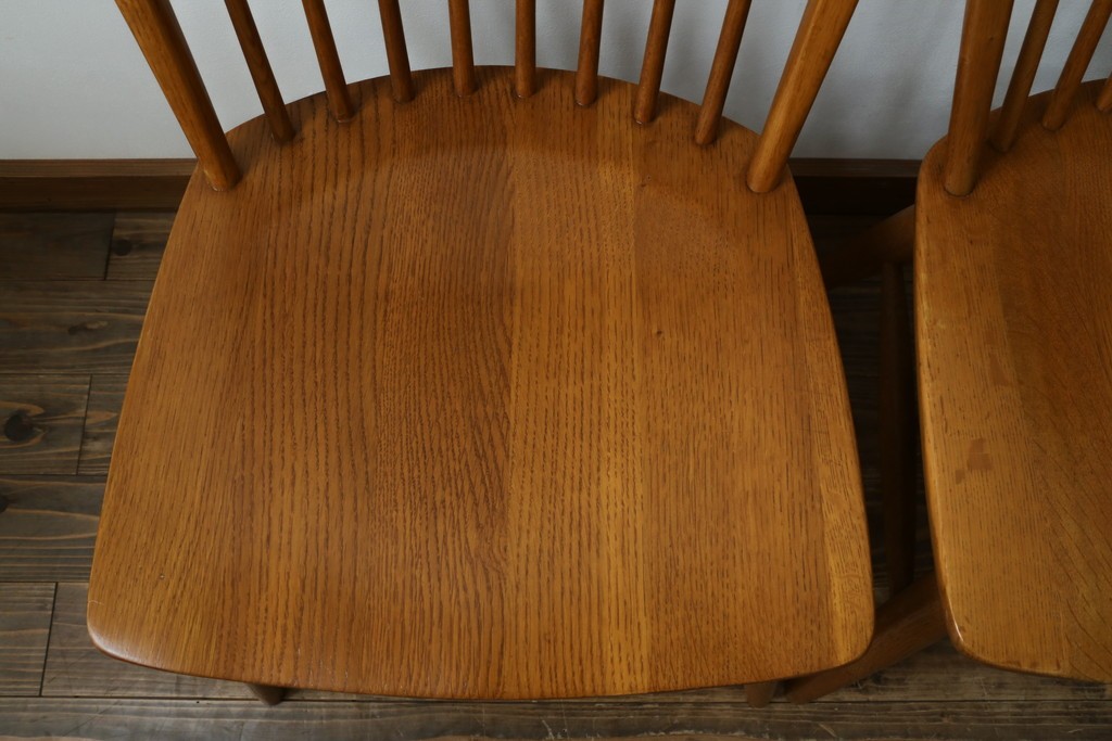 中古　柏木工(KASHIWA)　ナチュラルな木肌のウィンザーチェア4脚セット　(R-074366)