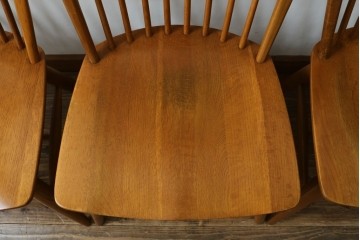 中古　柏木工(KASHIWA)　ナチュラルな木肌のウィンザーチェア4脚セット　(R-074366)