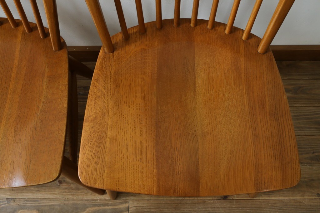 中古　柏木工(KASHIWA)　ナチュラルな木肌のウィンザーチェア4脚セット　(R-074366)