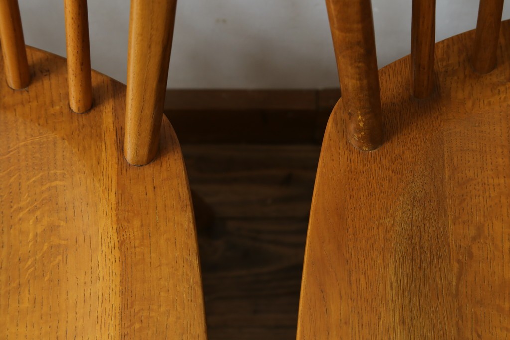 中古　柏木工(KASHIWA)　ナチュラルな木肌のウィンザーチェア4脚セット　(R-074366)