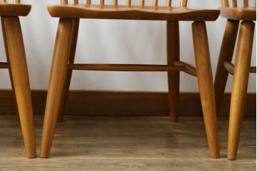 中古　柏木工(KASHIWA)　ナチュラルな木肌のウィンザーチェア4脚セット　(R-074366)