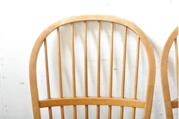 中古　柏木工(カシワ木工、KASHIWA)　木の温かみある風合いが魅力的なダイニングチェア4脚セット(板座チェア、イス、椅子、バラ売り可能)(R-074366)