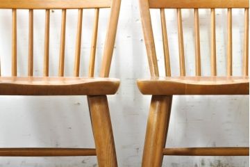 中古　柏木工(カシワ木工、KASHIWA)　木の温かみある風合いが魅力的なダイニングチェア4脚セット(板座チェア、イス、椅子、バラ売り可能)(R-074366)