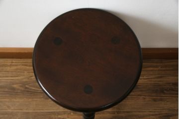 和製ビンテージ　松本民芸家具　丸みを帯びたフォルムが可愛らしい三脚スツール(板座チェア、椅子、イス、花台、ヴィンテージ)(R-074368)