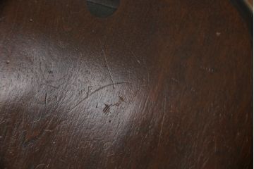 和製ビンテージ　松本民芸家具　丸みを帯びたフォルムが可愛らしい三脚スツール(板座チェア、椅子、イス、花台、ヴィンテージ)(R-074368)