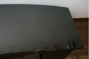 中古　最高級!!　総縞黒檀(シマコクタン)　黒く艶やかな光沢が美しい組み立て式両袖机(ニーホールデスク、ワークデスク、オフィスデスク、在宅ワーク、在宅用)(定価約250万円)(R-074370)