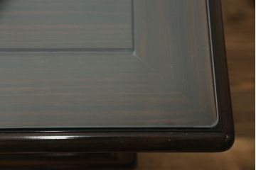 中古　最高級!!　総縞黒檀(シマコクタン)　黒く艶やかな光沢が美しい組み立て式両袖机(ニーホールデスク、ワークデスク、オフィスデスク、在宅ワーク、在宅用)(定価約250万円)(R-074370)