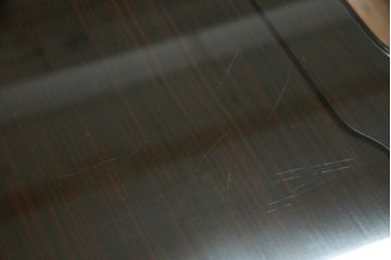 中古　最高級!!　総縞黒檀(シマコクタン)　黒く艶やかな光沢が美しい組み立て式両袖机(ニーホールデスク、ワークデスク、オフィスデスク、在宅ワーク、在宅用)(定価約250万円)(R-074370)