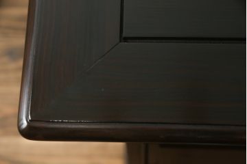 中古　最高級!!　総縞黒檀(シマコクタン)　黒く艶やかな光沢が美しい組み立て式両袖机(ニーホールデスク、ワークデスク、オフィスデスク、在宅ワーク、在宅用)(定価約250万円)(R-074370)