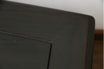中古　最高級!!　総縞黒檀(シマコクタン)　黒く艶やかな光沢が美しい組み立て式両袖机(ニーホールデスク、ワークデスク、オフィスデスク、在宅ワーク、在宅用)(定価約250万円)(R-074370)