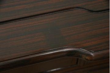 中古　最高級!!　総縞黒檀(シマコクタン)　黒く艶やかな光沢が美しい組み立て式両袖机(ニーホールデスク、ワークデスク、オフィスデスク、在宅ワーク、在宅用)(定価約250万円)(R-074370)