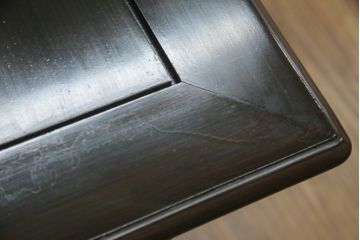 中古　最高級!!　総縞黒檀(シマコクタン)　黒く艶やかな光沢が美しい組み立て式両袖机(ニーホールデスク、ワークデスク、オフィスデスク、在宅ワーク、在宅用)(定価約250万円)(R-074370)