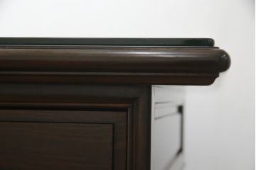 中古　最高級!!　総縞黒檀(シマコクタン)　黒く艶やかな光沢が美しい組み立て式両袖机(ニーホールデスク、ワークデスク、オフィスデスク、在宅ワーク、在宅用)(定価約250万円)(R-074370)