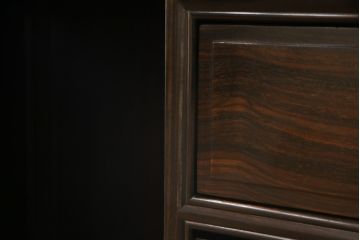 中古　最高級!!　総縞黒檀(シマコクタン)　黒く艶やかな光沢が美しい組み立て式両袖机(ニーホールデスク、ワークデスク、オフィスデスク、在宅ワーク、在宅用)(定価約250万円)(R-074370)
