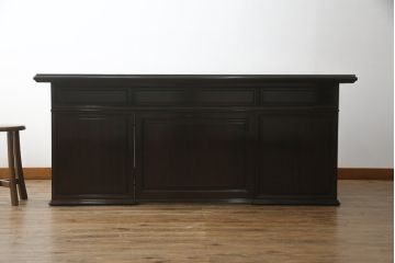 中古　最高級!!　総縞黒檀(シマコクタン)　黒く艶やかな光沢が美しい組み立て式両袖机(ニーホールデスク、ワークデスク、オフィスデスク、在宅ワーク、在宅用)(定価約250万円)(R-074370)