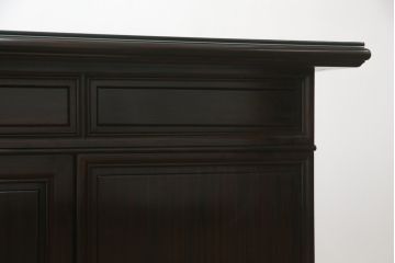 中古　最高級!!　総縞黒檀(シマコクタン)　黒く艶やかな光沢が美しい組み立て式両袖机(ニーホールデスク、ワークデスク、オフィスデスク、在宅ワーク、在宅用)(定価約250万円)(R-074370)