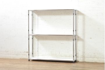 中古　美品　USMハラー(USM Haller)　美しくシンプルなデザインが目を引く鉄製サイドボード(陳列棚、アイアンラック、キャビネット、オープンラック、飾り棚、オープンシェルフ)(R-074372)