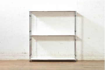 中古　美品　USMハラー(USM Haller)　美しくシンプルなデザインが目を引く鉄製サイドボード(陳列棚、アイアンラック、キャビネット、オープンラック、飾り棚、オープンシェルフ)(R-074372)