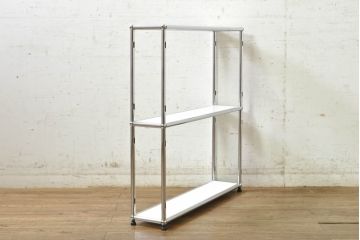 中古　美品　USMハラー(USM Haller)　美しくシンプルなデザインが目を引く鉄製サイドボード(陳列棚、アイアンラック、キャビネット、オープンラック、飾り棚、オープンシェルフ)(R-074372)