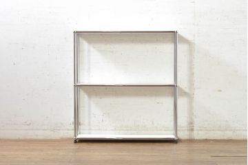 中古　美品　USMハラー(USM Haller)　美しくシンプルなデザインが目を引く鉄製サイドボード(陳列棚、アイアンラック、キャビネット、オープンラック、飾り棚、オープンシェルフ)(R-074372)