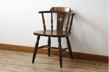 和製ビンテージ　飛騨家具　WINDS太平　木の温もりあふれるチェア(板座チェア、ダイニングチェア、ヴィンテージ)(R-074376)