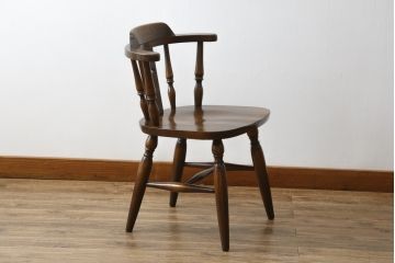 和製ビンテージ　飛騨家具　WINDS太平　木の温もりあふれるチェア(板座チェア、ダイニングチェア、ヴィンテージ)(R-074376)