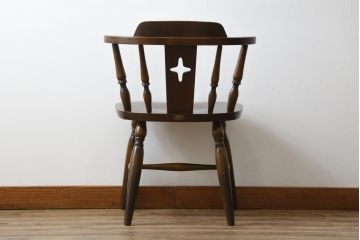 和製ビンテージ　飛騨家具　WINDS太平　木の温もりあふれるチェア(板座チェア、ダイニングチェア、ヴィンテージ)(R-074376)