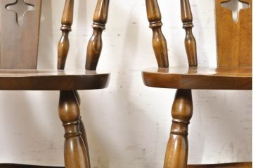 和製ビンテージ　飛騨家具　WINDS太平　木の温もりあふれるチェア4脚セット(ダイニングチェア、アームチェア、板座チェア、ヴィンテージ、バラ売り可能)(R-074379)