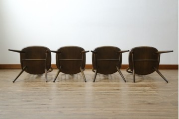 イギリスヴィンテージ　ERCOL(アーコール)　アザミの透かし彫りが上品な印象を与えるシスルバックチェア4脚セット　(R-074384)