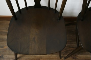 イギリスヴィンテージ　ERCOL(アーコール)　アザミの透かし彫りが上品な印象を与えるシスルバックチェア4脚セット　(R-074384)