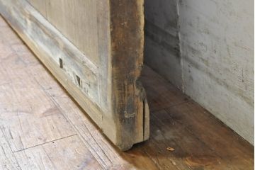 アンティーク建具　栗材・檜(ヒノキ)材　古い木味が趣溢れる格子蔵戸1枚(玄関戸、引き戸)(R-074385)