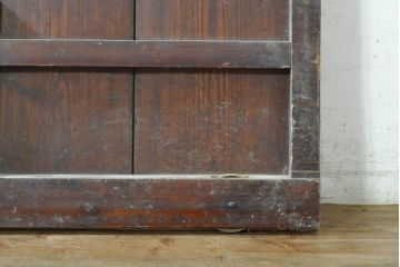 アンティーク建具　栗材・檜(ヒノキ)材　古い木味が趣溢れる格子蔵戸1枚(玄関戸、引き戸)(R-074385)