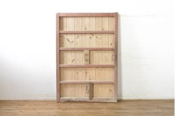 アンティーク建具　重厚な佇まいが存在感のある鉄板張りの蔵戸1枚(鉄扉、玄関戸、引き戸)(R-074386)