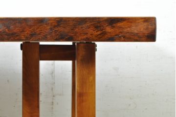 中古　美品　国産　一枚板　風格漂う2wayダイニングテーブル(4人掛け、6人掛け、食卓、座卓、リビングテーブル、センターテーブル)(R-074389)