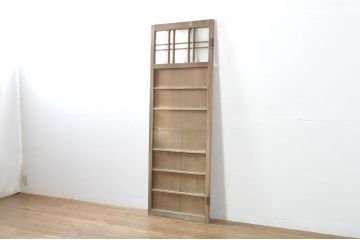 アンティーク建具　古い木味が素敵!レトロな雰囲気溢れる幅狭扉1枚(ガラス扉、木製扉、建具)(R-074396)