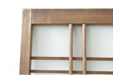アンティーク建具　古い木味が素敵!レトロな雰囲気溢れる幅狭扉1枚(ガラス扉、木製扉、建具)(R-074396)