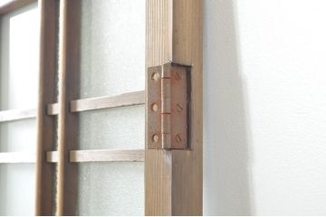 アンティーク建具　古い木味が素敵!レトロな雰囲気溢れる幅狭扉1枚(ガラス扉、木製扉、建具)(R-074396)