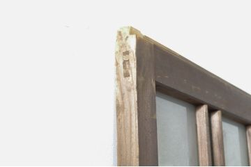 アンティーク建具　大正ロマン　古い木味が趣のあるガラス戸1枚(引き戸、建具)(R-074397)