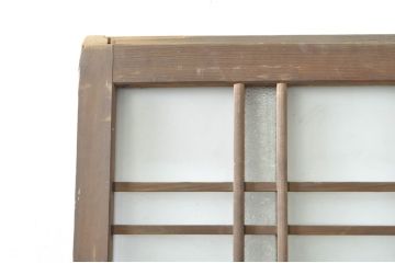 アンティーク建具　大正ロマン　古い木味が趣のあるガラス戸1枚(引き戸、建具)(R-074397)